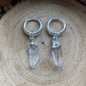 Silver plated natural quartz earrings